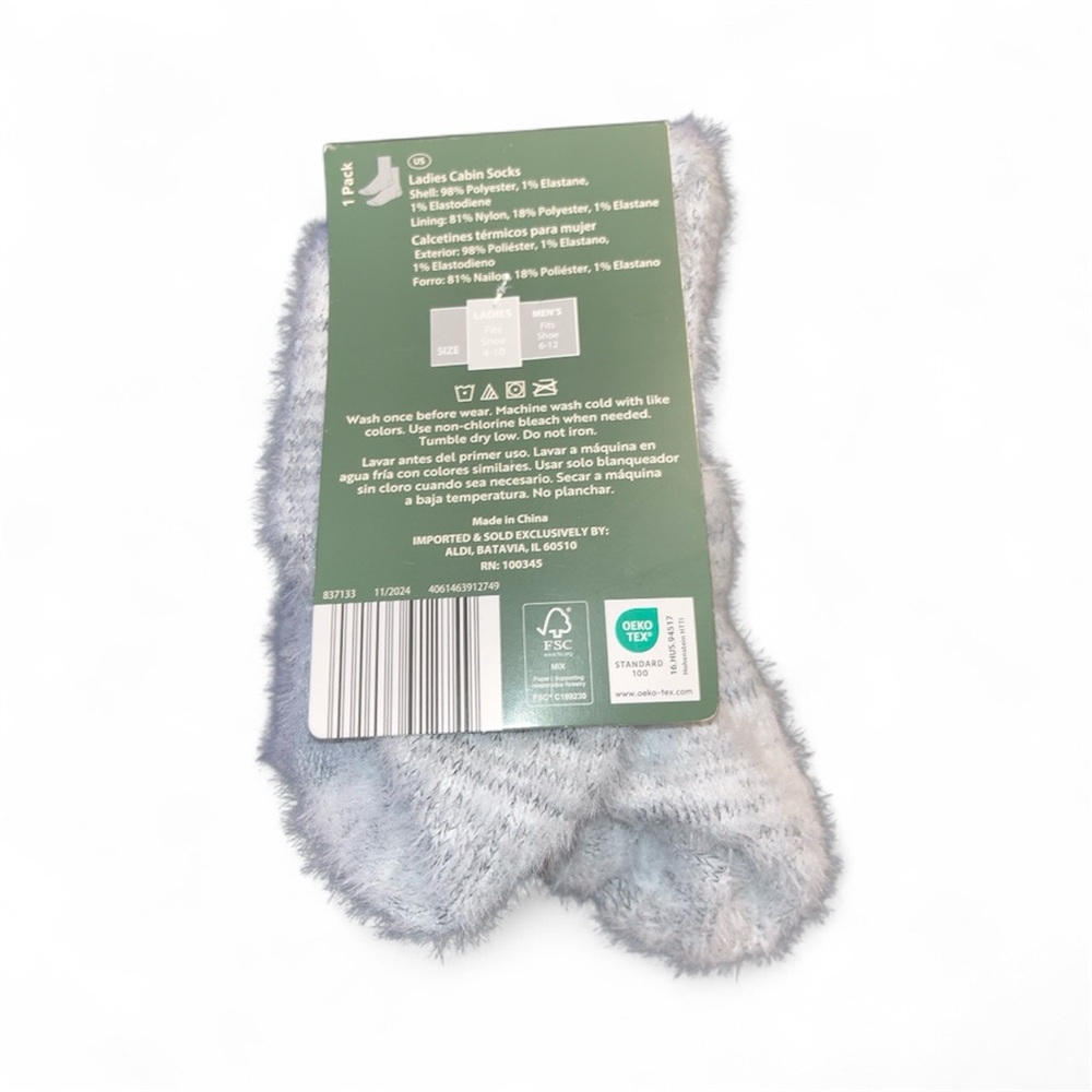 Adventuridge Women's Fuzzy Cabin Socks - Light Gray - Picture 2 of 2